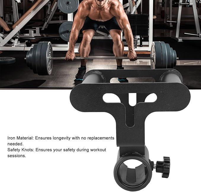 T Bar Row Platform with V Bar Landmine Handle Attachment, Iron Barbell Rowing Accessory for Home Gym, Compact Portable Strength Training Equipment for Upper Body Workouts