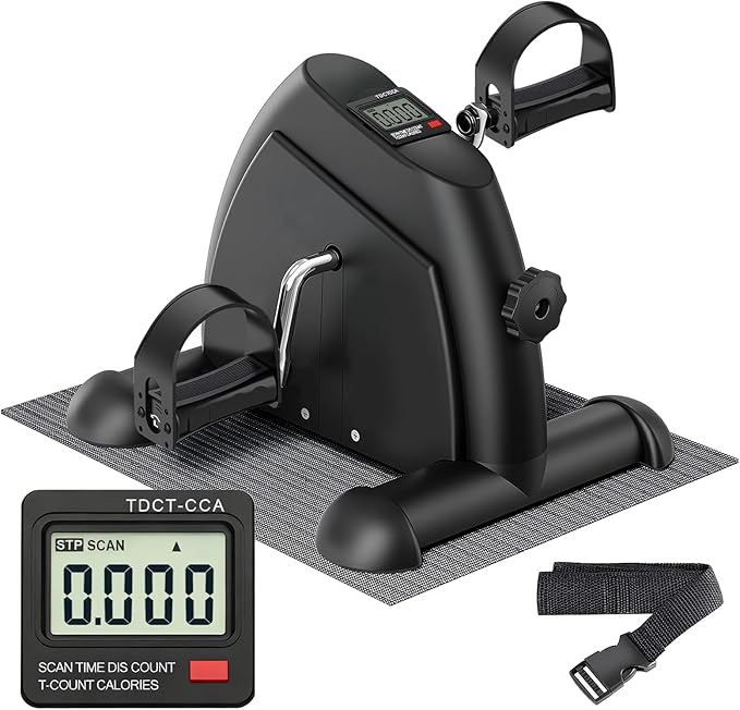 Mini Exercise Bike: Portable Under Desk Bike Pedal Exerciser Foot Cycle Arm & Leg Pedal Exerciser with LCD Screen Displays & Adjustable Resistance for Home/Office