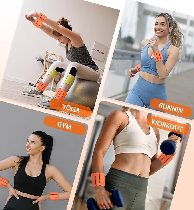 Wrist Ankle Weights for Women Men, Leg Arm Wrist Weights Bangles 1lb*2 2lb*2 Wearable Weights Pilates Weighted Bracelet for Strength Training Walking Swimming Yoga Physical Therapy