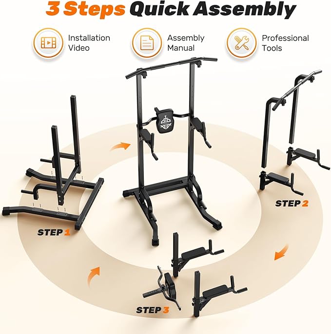 Sportsroyals Power Tower Pull Up Bar Station, 450LBS Stable Pull Up Dip Station for Home Gym Strength Training Equipment | FED Fitness