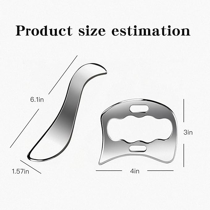 2-in-1 Stainless Steel Gua Sha Muscle Scraper Tool Set - for Myofascial Release, Physical Therapy & Deep Tissue Massage（S&D）