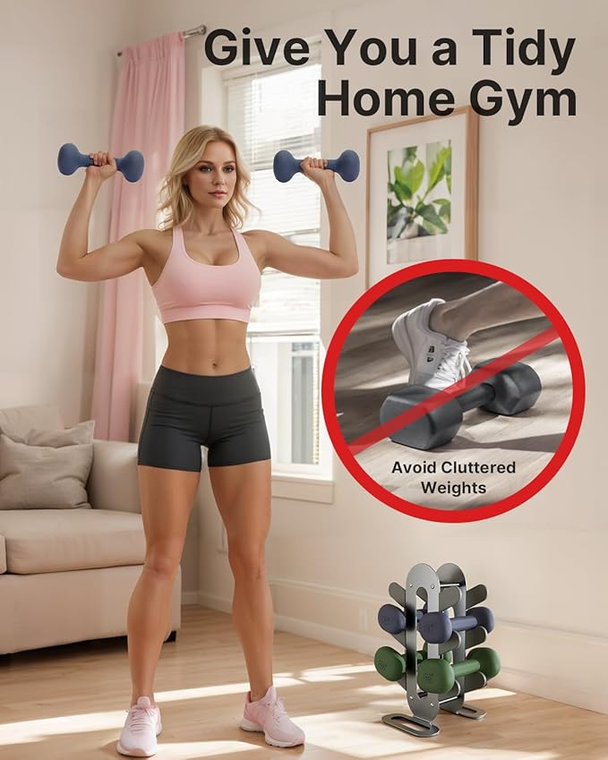 YOTTOY Compact Dumbbell Rack-Weight Rack for Home Gym, Sturdy Weight Holder for Dumbbells, Small Weight Rack for Weights & Dumbbell Rack Stand Only
