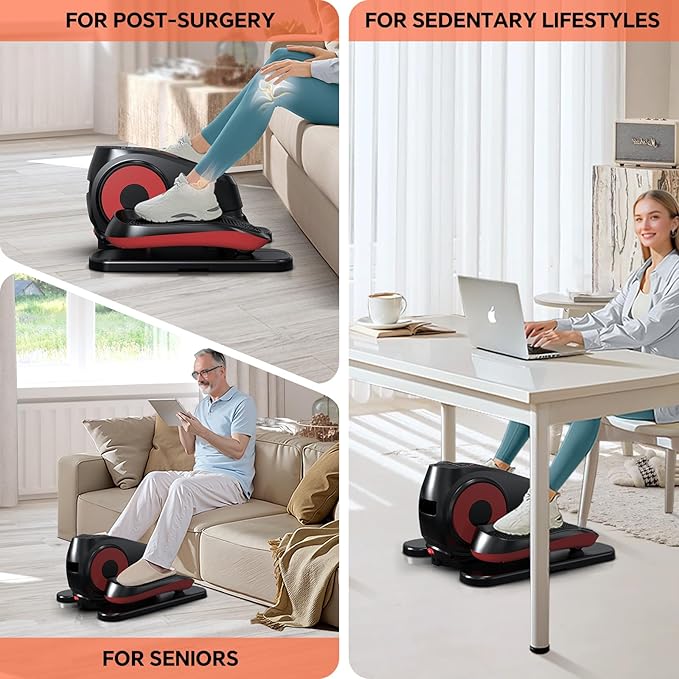 Under Desk Elliptical Machine with Remote Control, 16 Adjustable Speed Electric Ellipse Leg Exerciser Pro As Seen On TV for Senior, Portable Quiet Seated Pedal Exerciser
