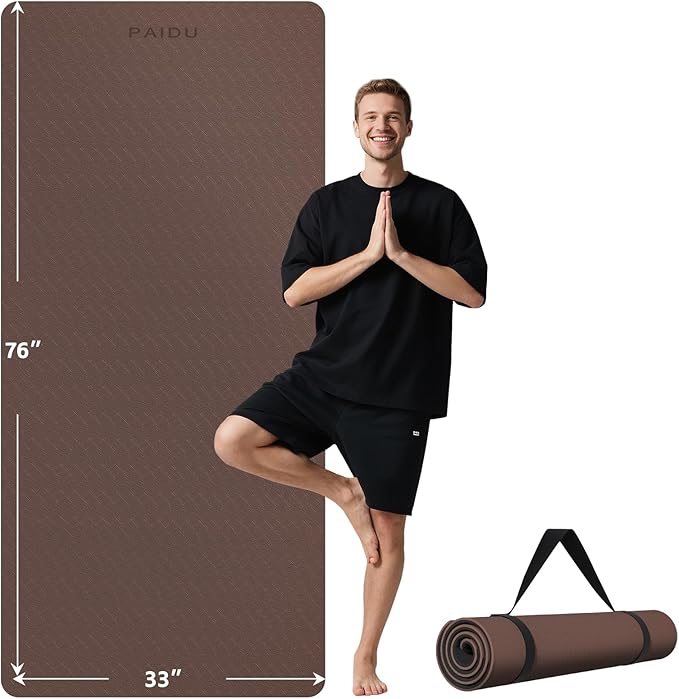 Extra Long Wide Yoga Mat 76"x33"x2/5 Inch - Non Slip Thick Exercise Mat for Home Gym, Yoga, Pilates & Workouts