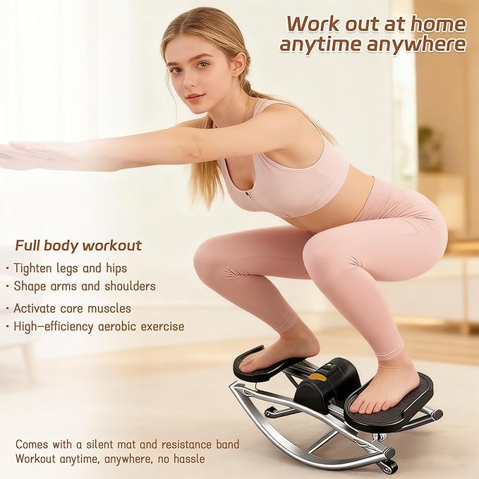 EMESAK Rocking Stepper Side to Side, Portable Compact Lateral Motion Steppers, Track Time, Calories with Digital Display, for Legs, Glutes, Abs for Women Men