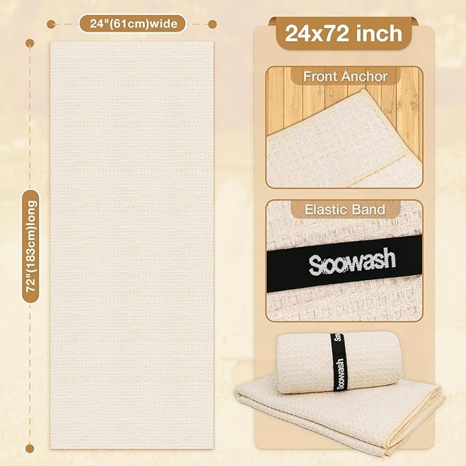 Hot Yoga Towel,Microfiber Yoga Mat Towels Non Slip for Hot Yoga Absorbent Microfiber Sweat Anti-Slip Cover,Bikram,Pilates,Exercise,Fitness 24 inch X 72 inch Beige 2 Pack