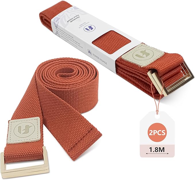 Yoga Straps 1.8M or 2.5M, Durable Cotton Yoga Straps for Stretching, Adjustable Yoga Belt Strap for Yoga, Dance, Gym Workouts