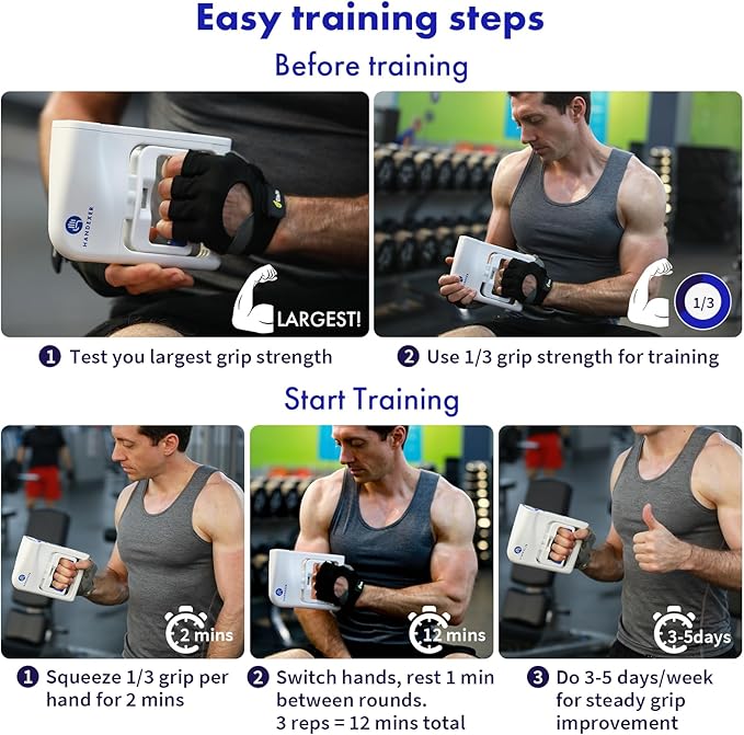 Grip Strength Tester 265lb/120kg, Digital Hand Dynamometer FDA Registered with Backlit LCD for Grip Strength Testing and Training