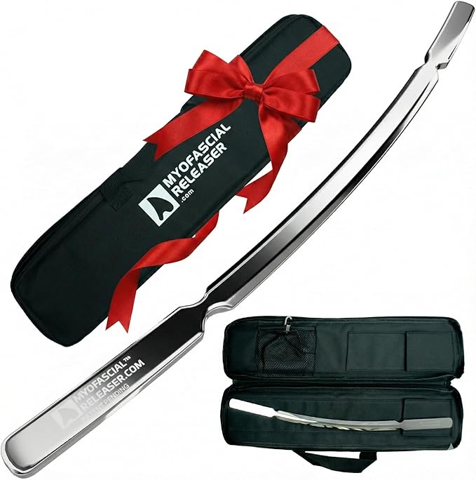 Crescent Bar Muscle Scraper Tool – 304 Stainless Steel Wide IASTM & Bodywork Scraping Instrument with Dual-Hand Grip for Larger Muscle Groups, Ergonomic Shape for Massage Techniques