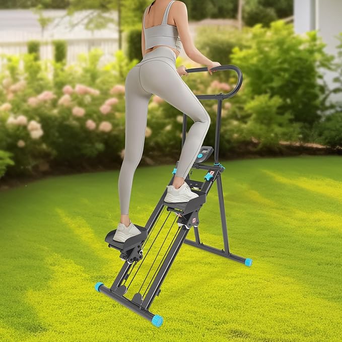 Foldable Stair Stepper Machine with LCD Display, 300lbs Vertical Climber for Home Gym, Adjustable Height Cardio Workout Equipment for Adults, Weight Loss