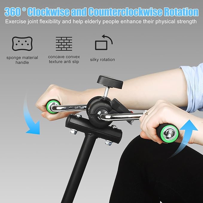 Pedal Exerciser Bike, Hand Arm Leg Knee Peddler, Arm Leg Knee Physical Therapy Exercise Bike, Adjustable Fitness Equipment Monitor for Total Body