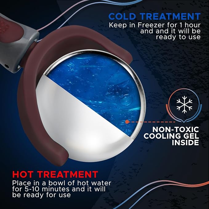 PRIME Fitness Cold Massage Roller Ball | Cold Therapy | Ice Roller Ball with Handle | cryo Stick | Relieve Muscle Pain (Maroon)