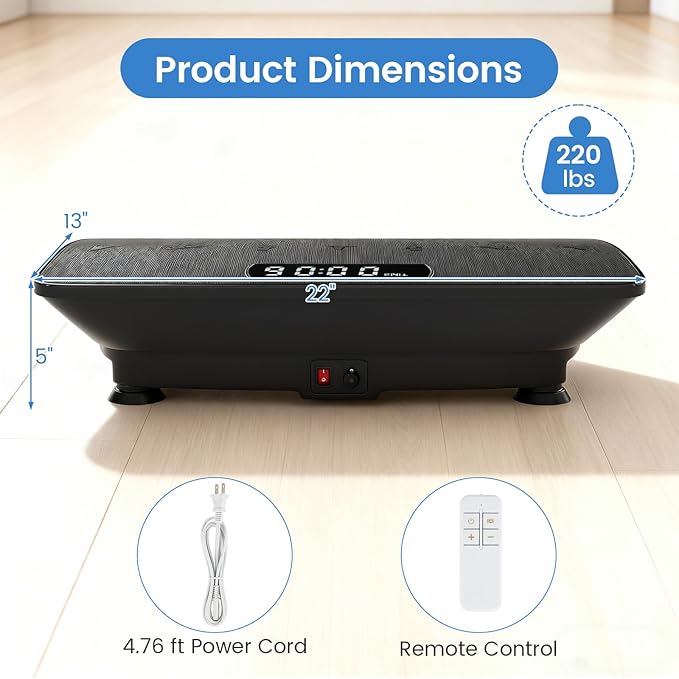 Goplus Vibration Plate Exercise Machine, Vibrating Platform for Lymphatic Drainage w/Remote, LED Display, Home Workout Full Body Shake Board for Weight Loss