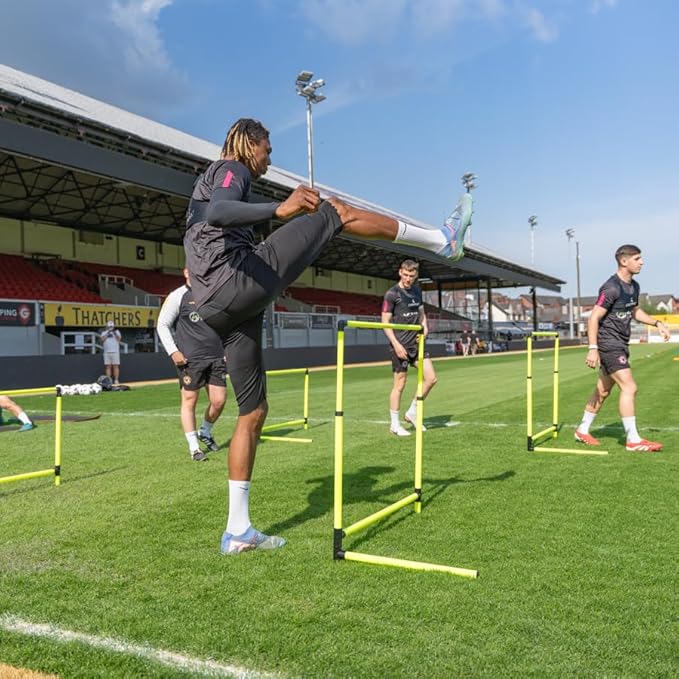 FORZA Weighted Training Hurdles – Adjustable Height 27in to 42in – Set of 5 Speed Hurdles with Folding Legs & 3-Point Base – Durable Agility Hurdles for Football, Track & Sports Training