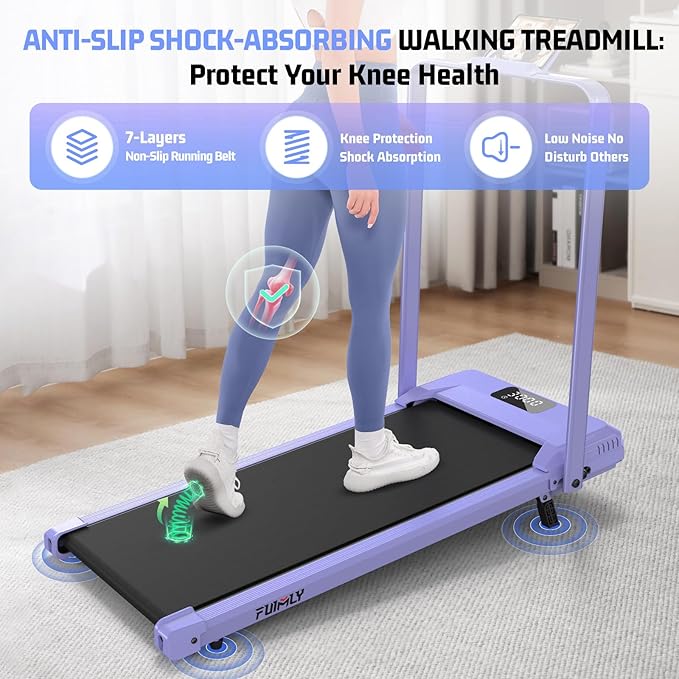 FUNMILY Upgrade Walking Pad Folding Treadmill with 12%/15% & Handle Bar, 3.5HP Foldable Under Desk Compact Treadmills for Home/Office/Gym, 400+lb Capacity, Shock Absorption