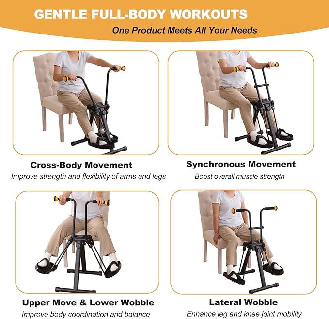 Pedal Exerciser Bike for Seniors, Arm Leg Hand and Knee Elderly Exercise Equipment, Sitting Home Exercise Machine for Total Body, Upper and Lower Limb Trainer