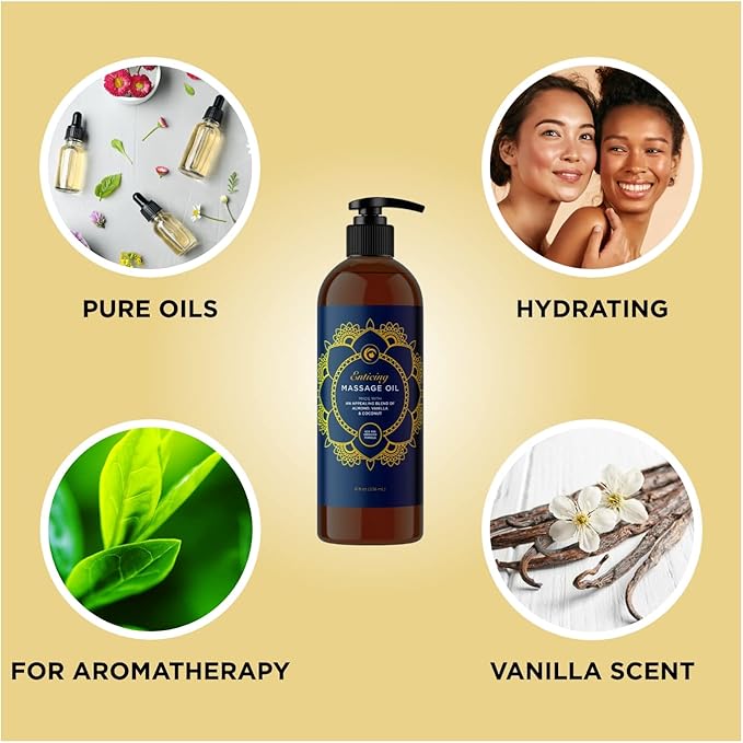 Alluring Massage Oils for Massage Therapy - Maple Holistics Massage Oil Kit with Aromatherapy Lavender Massage Oil Plus Vanilla Massage Oil for Sensual Aromatherapy Made with Pure Essential Oils