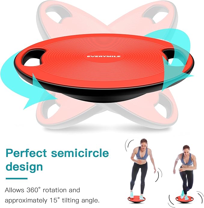 EVERYMILE Wobble Balance Board, Exercise Balance Stability Trainer Portable Balance Board with Handle for Workout Core Trainer Physical Therapy & Gym No-Skid Surface