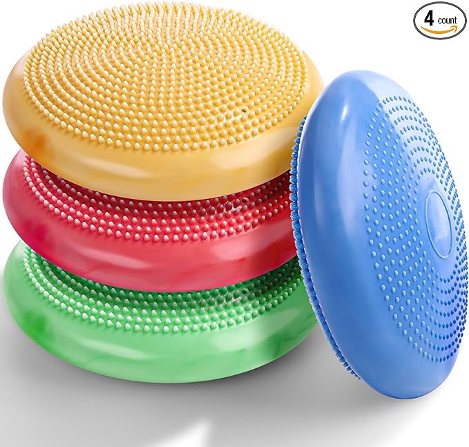 Libima 4 Pcs Wiggle Seat for Sensory Kids Inflated Wobble Cushion Sensory Seat Cloud Design Flexible Seating for Classroom Elementary Balance Disc for Kids Adult Pet Training