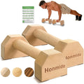 Wooden Parallettes 2 PCS Push Up Stand For Floor Calisthenics Bars Home, Handles Handstand Blocks Beech & Pine Wood Pushup Non-Slip Base Parallel Exercise Equipment For MenTrainers