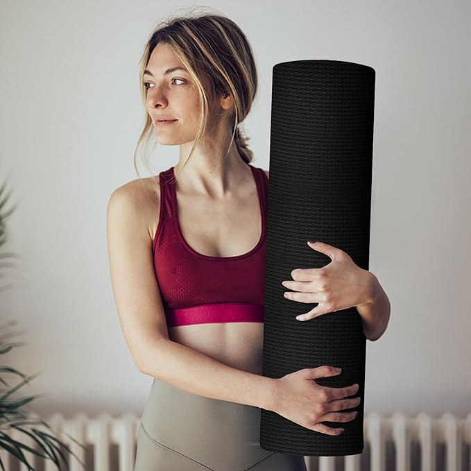 Yoga Mat, 70x23 Inches Anti-Tear High Density Extra Thick Non-Slip Exercise Mat with Carrying Strap,Comfortable Pink Pilates Mat for Exercise,Gym,Stretching,Fitness,Home Workout,Pilates