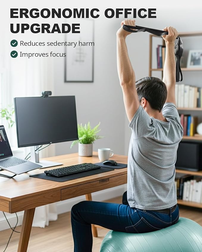 Trideer Exercise Ball Yoga Ball,Office Seating & Balance Ball Chair, Stability Ball for Pilates, Physical Therapy,Core Training & Balance Improvement & Stretching