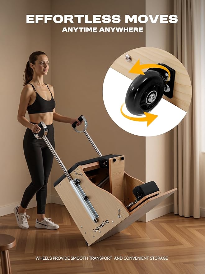 Pilates Combo Chair for Home Workouts, Wunda Chair with 5-Level Handles, Split Pedals, Resistance Bands, for Studio, Gym, Pilates Workout, Rehabilitation Exercises, Easy Assembly