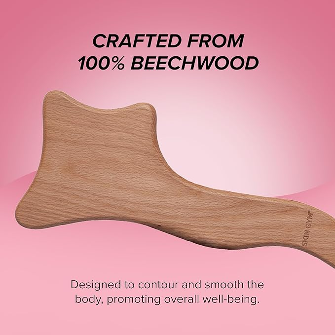 SKIN GYM Sculpt Lymphatic Body Massage Tool (Wood), Sustainable Wooden Massager for Circulation and Skin Smoothing