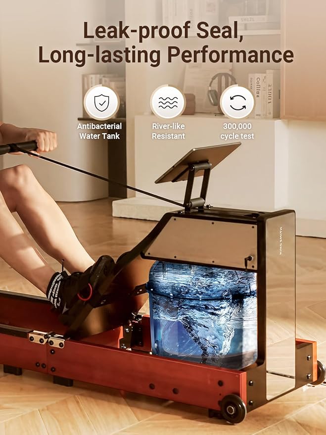 KINGSMITH Magnetic/Water Row Machine for Home Rower 331LB Weight Capacity, Folding Rowing Machine with LED Monitor, App Supported, Tablet Holder, Comfortable Seat, Trifold Home Rowing Machine