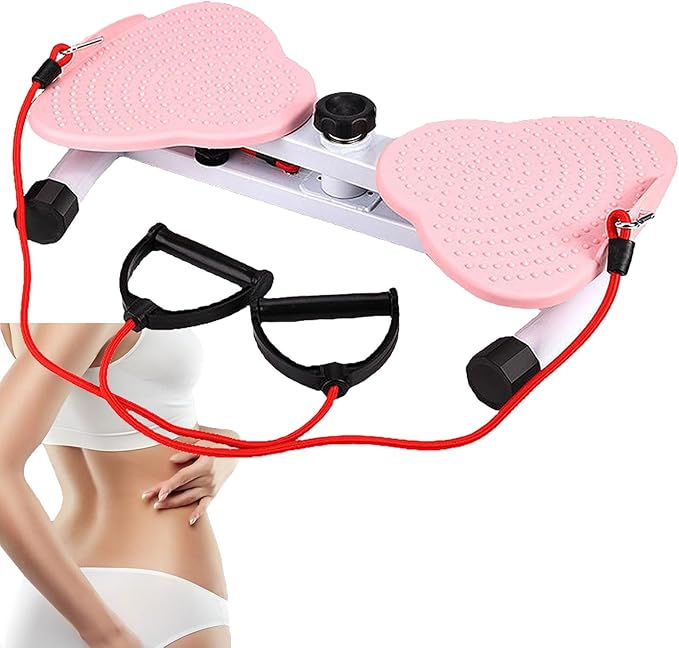 Waist Twisting Machine, Waist Sculpture Twister, Waist Whisper with Drawstring Body Shaping Waist Twisting Disc Exercise Waist Twisting Board Massage Foot Sole for HomePink,12x53x33cm