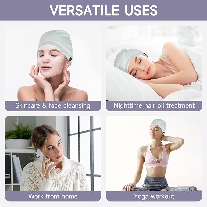 Castor Oil Pack Wrap Overnight Hair Wrap for Sleep Reusable Hair Cap Cover for Treatment of Thinning, Balding, Dry, and Damaged Hair (Oil Not Included)