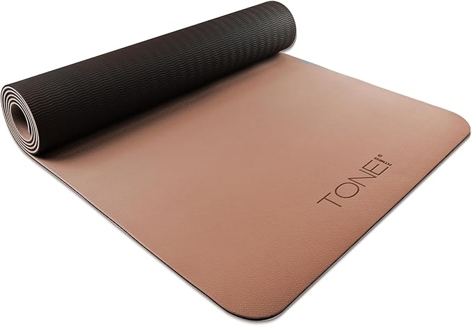 TONE Fitness Yoga Mat 1/4" Thick Non Slip Exercise & Pilates Mat for Home Workouts with Carrying Strap | Multiple Options