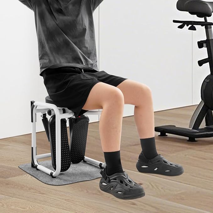 3-in-1 Multi-Function Stepper with Seat Mini Sport Stepper with Resistance Bands & Mat Stair Stepper Machine for Home Workout, Waist Legs Full Body Exercise
