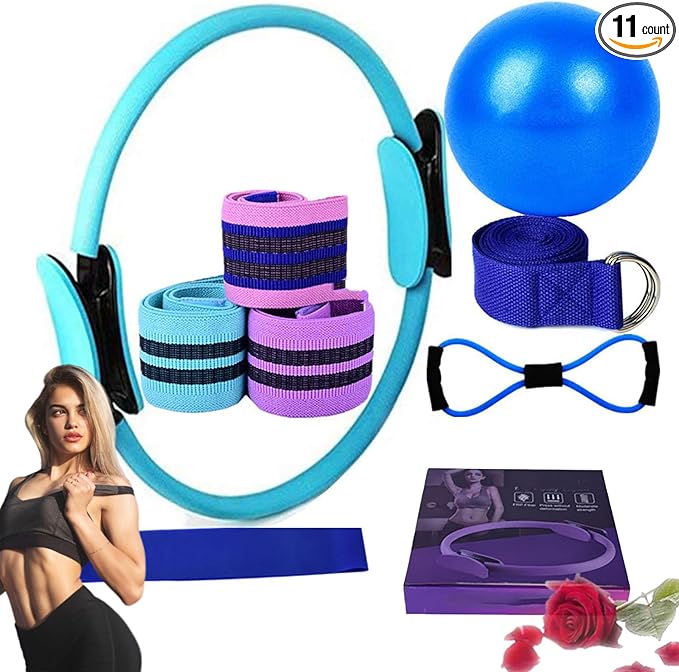 Pilates Essentials Kit for Women, 2025 New Better Me Pilates Kit for Core Strength, Stretching & Toning, 25cm Figure 8 Resistance Band Yoga Bands for Gym Workout