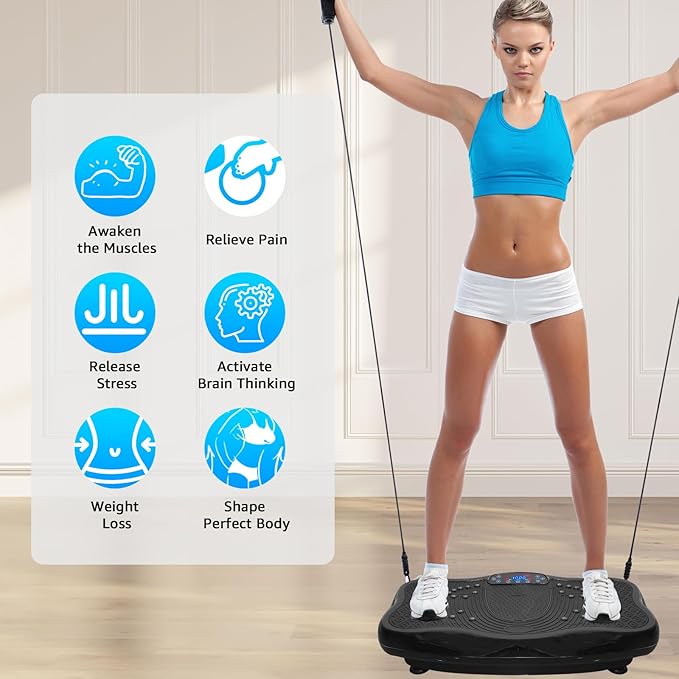 XXL Extra Large 120 Levels Vibration Plate Exercise Machine Maximum Load 330LBS, Helps Lose Weight and Shape Your Body, Tone Your Health Home Gym Workout, Black