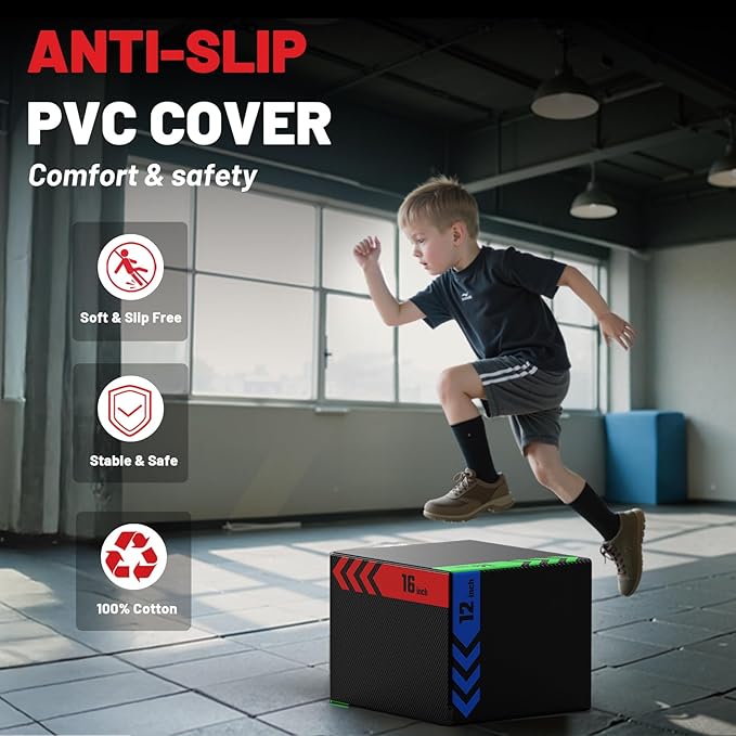 papababe 3-in-1 Plyometric Box Multi-use Jumping Exercise Equipment Trainer with Anti Slip Surface and High Density Foam for Workout Training