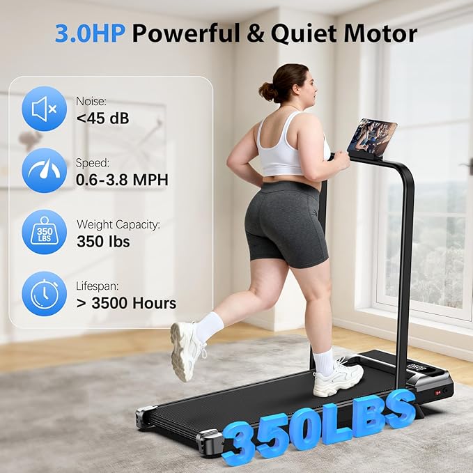 AoraPulse Portable Foldable Treadmills for Home, Small Folding Treadmill for Home Office with 300 LBS Capacity, Walking Running Exercise Electric Compact Treadmill with LED Display