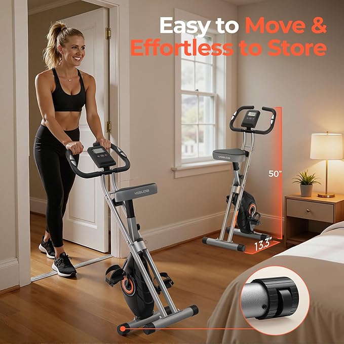 YOSUDA Folding Exercise Bike - Foldable Stationary Bike for Home Gym Workout
