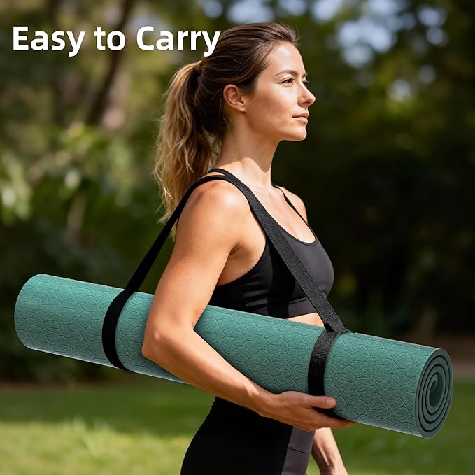 Large Yoga Mat, 72"x40"x0.4"Thick, Extra Wide Exercise Mat, Oversized Non Slip Workout Mat with Strap for Yoga, Pilates, Fitness, Home Gym Studio