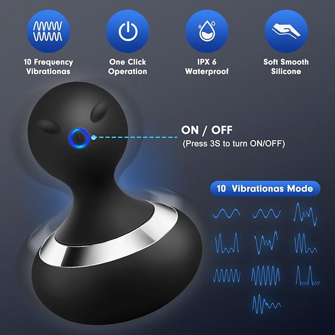 Cordless Electric Massager with 10 Powerful Vibrations, Rechargeable Handheld Neck Massager (Black)