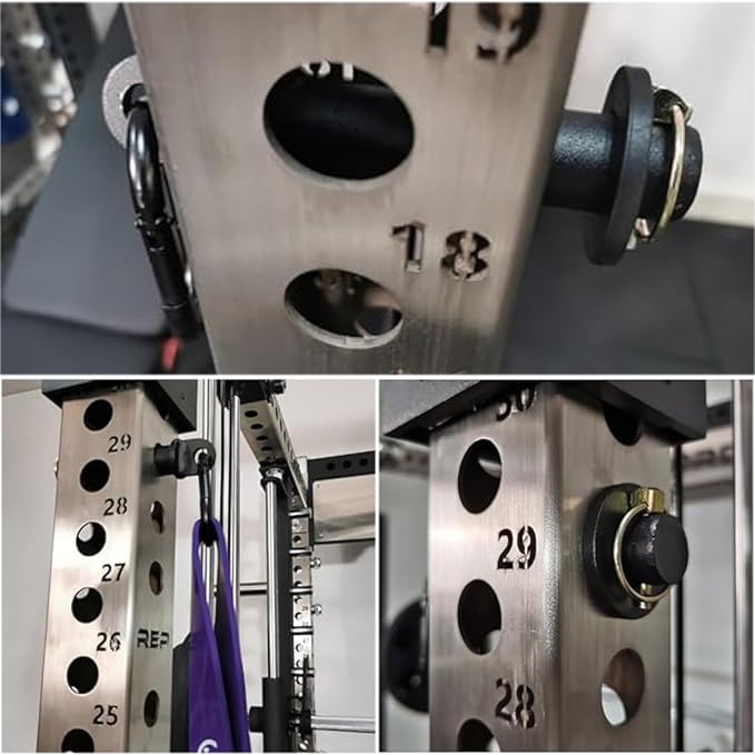 RSBFER Squat Rack Attachments – Quick Install 3x3 Power Cage Accessories with 1" Hole, Home Gym Fitness Equipment for Resistance Bands & Strength Training (Pair)