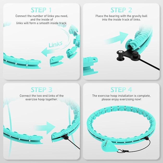 Weighted Hula Circle with 26/32 Links(56-66 Inch) for Adults Weight Loss, Infinity Fitness Hoop Plus Size, for Women Smart Exercise Equipment