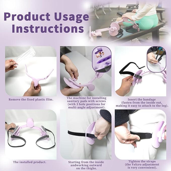 Kegel Exerciser, Pelvic Floor Exercise Device - Adjustable Angle Thigh Trainer with Thickened Silicone Pads & Security Strap, Inner Thigh Exerciser for Women, Home/Office