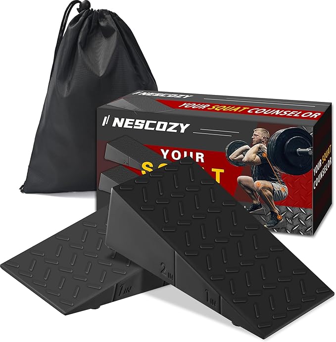 Squat Wedge Height-Adjustable Slant Board: 2Pcs Wide Wedges for Weightlifting Leg Glute Workout Improve Strength and Mobility for Gym Home