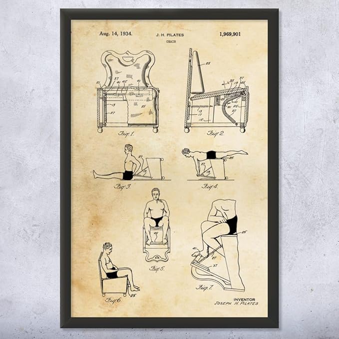Pilates Chair Patent Framed Print (12x18) Pilates Gifts, Gym Art, Pilates Decor, Athlete Gifts, Garage Decor, Sports Gifts, Mom Gifts