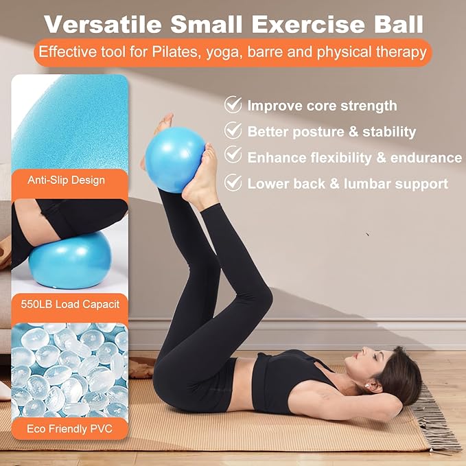Tsikavo Pilates Ring, Pilates Ring Circle and Ball Set, 12 Inch Magic Circle Pilates Ring,9 Inch Small Exercise Ball,Resistance Bands Set, Home Pilates Equipment for Women