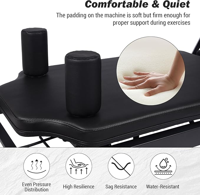 Foldable Pilates Equipment for Home Workouts, Pilates Reformer Machine for Home Gym, Pilates Exercise Equipment with Jump Board, Color Cords Set of 2