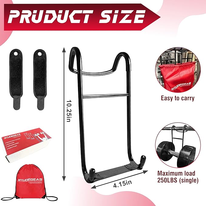 Upgraded 2-Pack Mad Spotter Pro 2.0 Dumbbell Hooks, Dumbbell Spotter Hooks with 250 lbs Load for Bench Press, Chest & Shoulder Workouts with Wrist Straps, Storage Bag,Perfect for Hanging Dumbbells