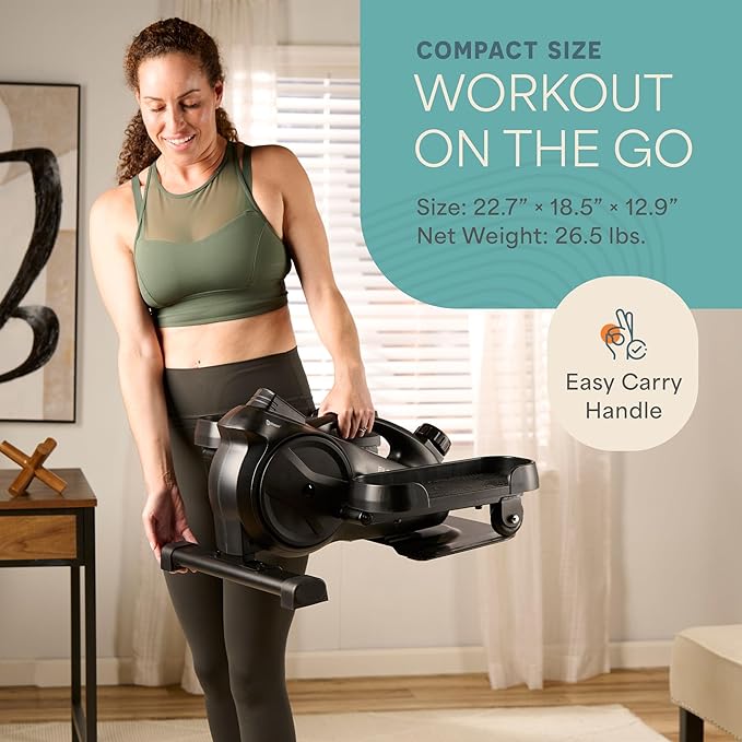 Lifepro Portable Under Desk Elliptical Exercise Machine - Motorized Pedal Exerciser for Home Workouts, Muscle Toning, Energy Boost - Mini Foot & Leg Exerciser with Fitness App
