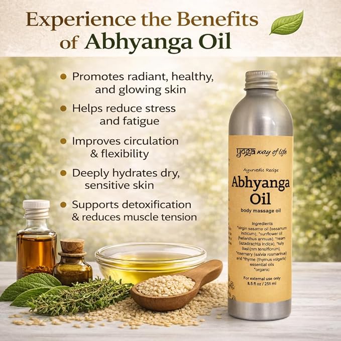 Abhyanga Oil - Organic Herbal Self-Massage Body Oil | Ayurvedic Recipe (8.5 FL OZ)